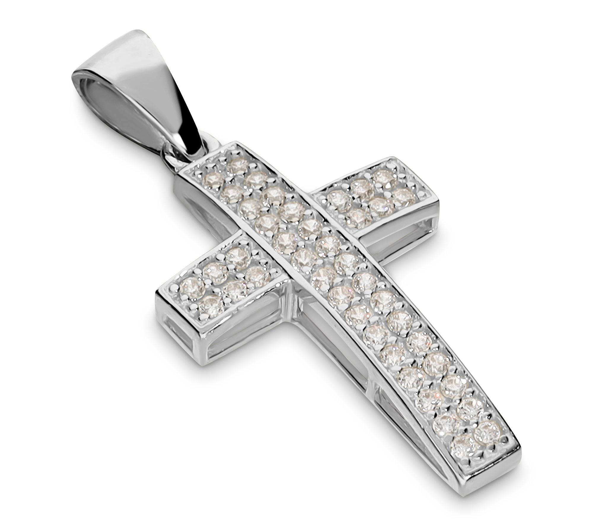 Diamonique Pave Cross Pendant, 10K Gold