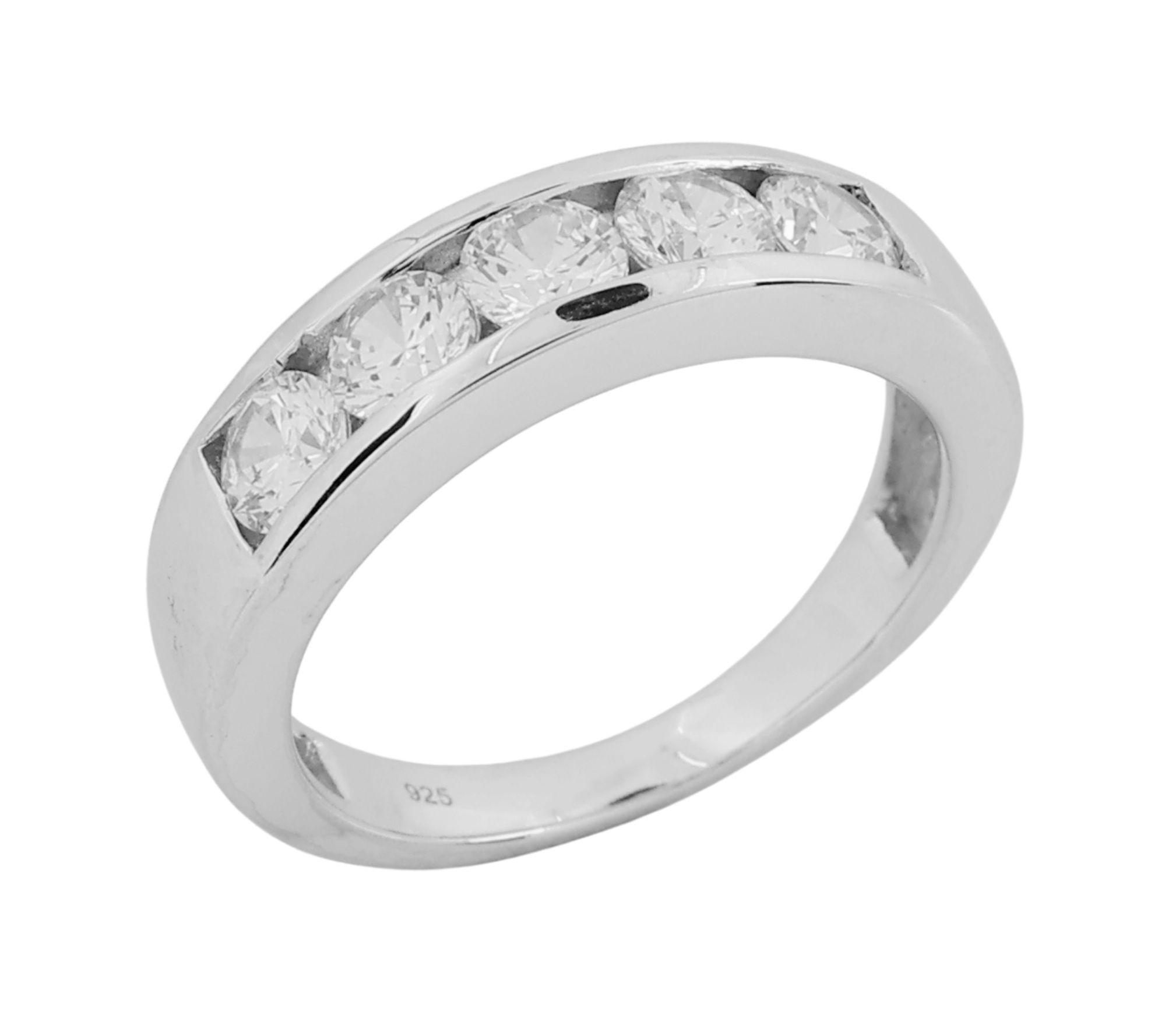 Diamonique 5-Stone Band Ring, Sterling Silver