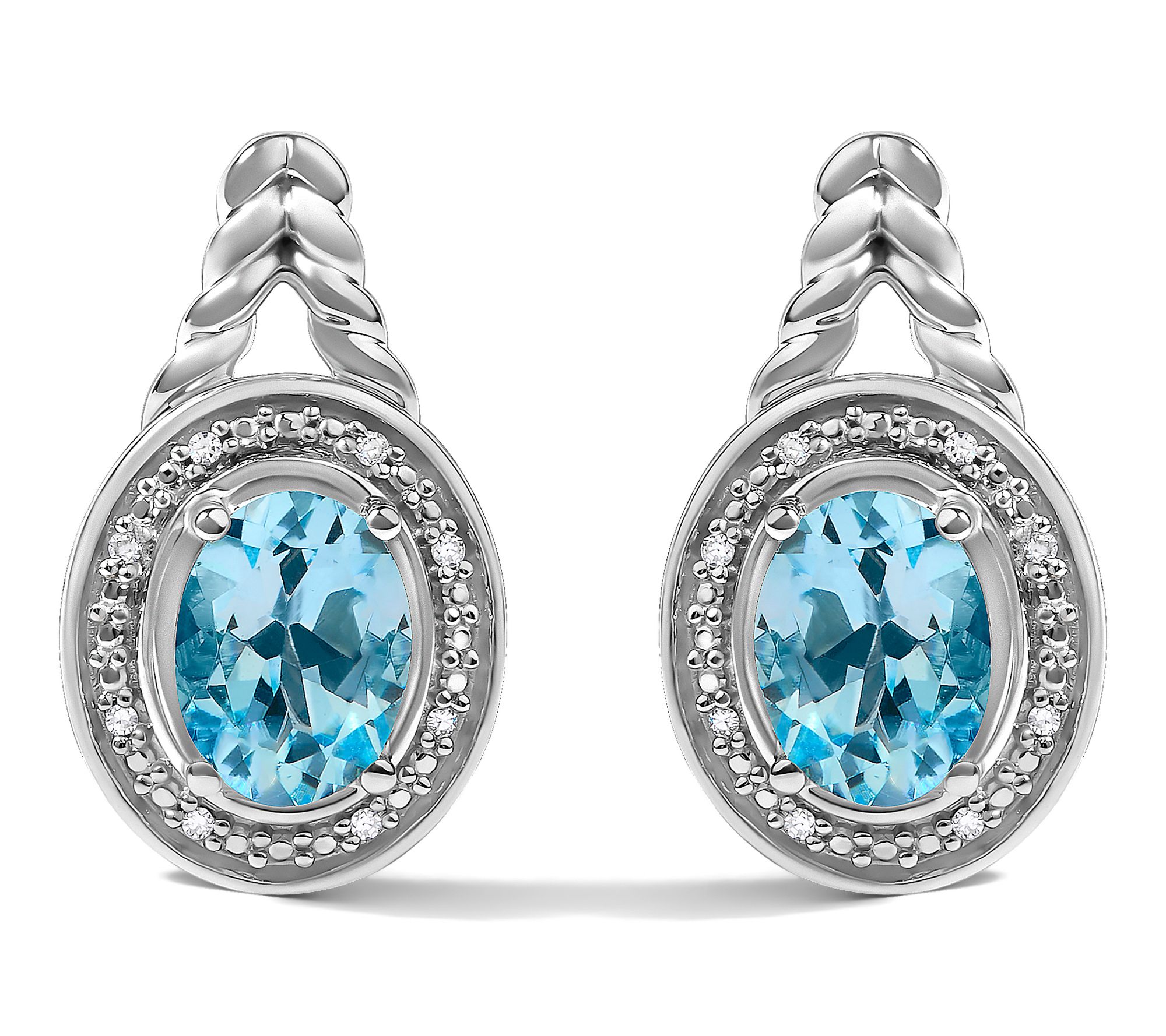 Haus of Brilliance Topaz & Diamond Halo Drop Earrings, Sterling