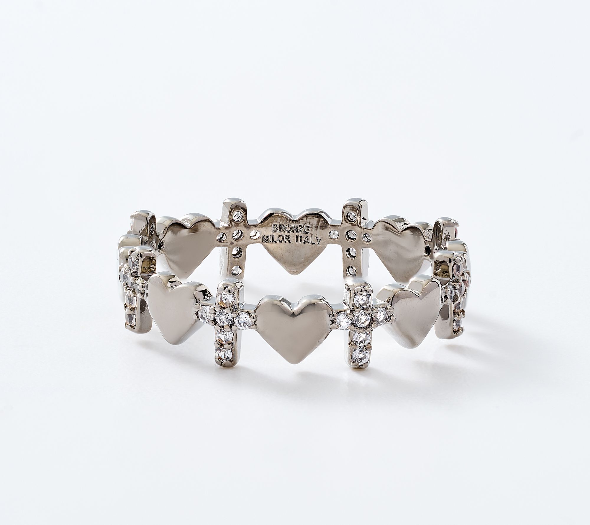 "As Is" David Markstein Bronze Heart and Cross Stack Ring
