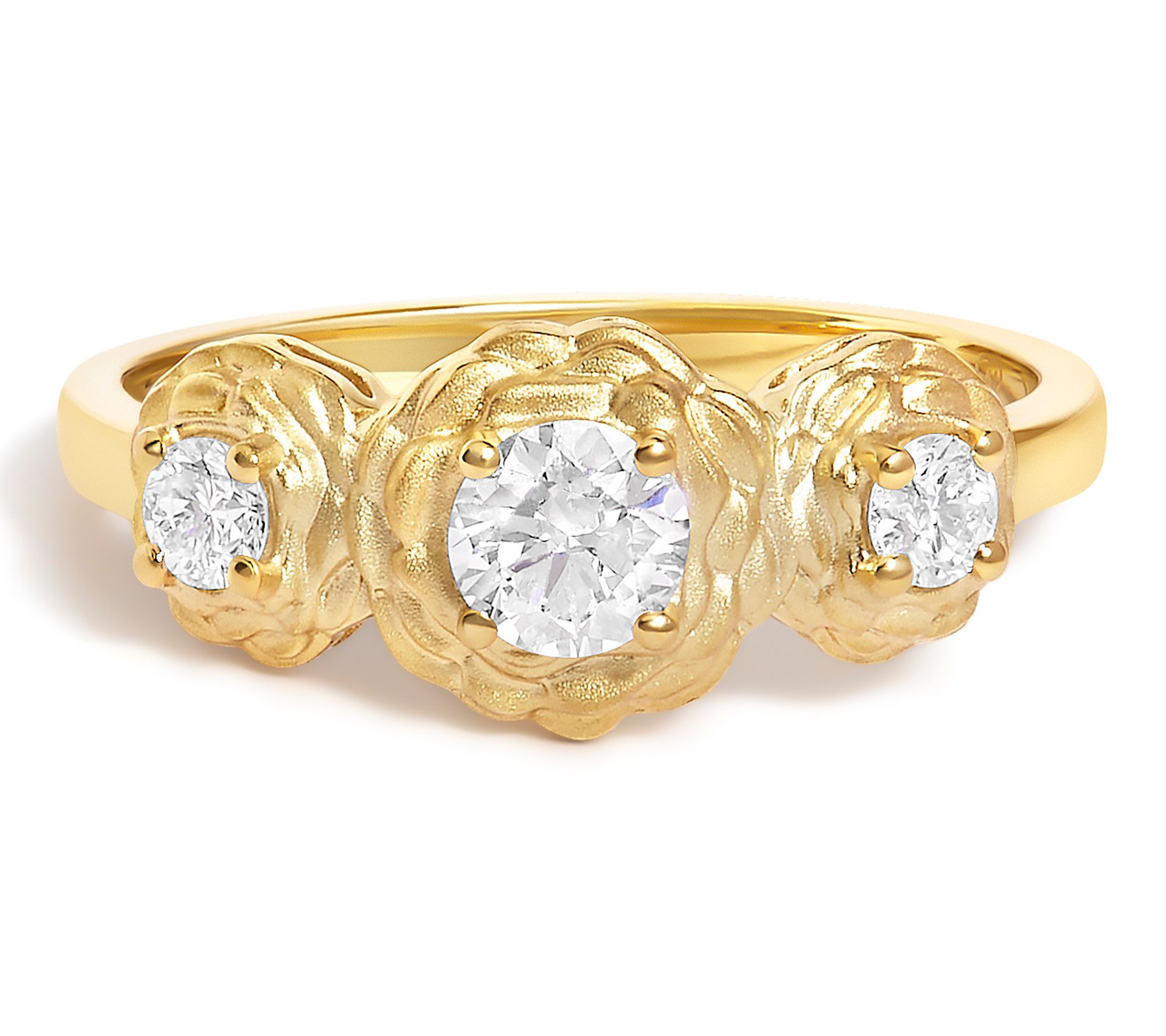 Haus of Brilliance Diamond Floral 3-Stone Ring, 14K Gold