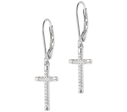 3/8 Inch Sterling Silver Budded Cross Earrings with Post Back Finding 