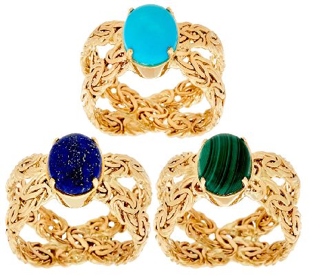 14K Gold Gemstone Byzantine X-Ring - QVC.com