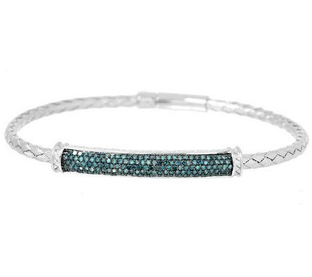 QVC AFFINITY STERLING SILVER 925 PAVE SET GREEN DIAMOND BANGLE BRACELET store 6