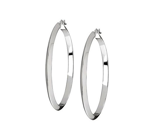 UltraFine Silver 1-1/2" High Polished Round Hoop Earrings