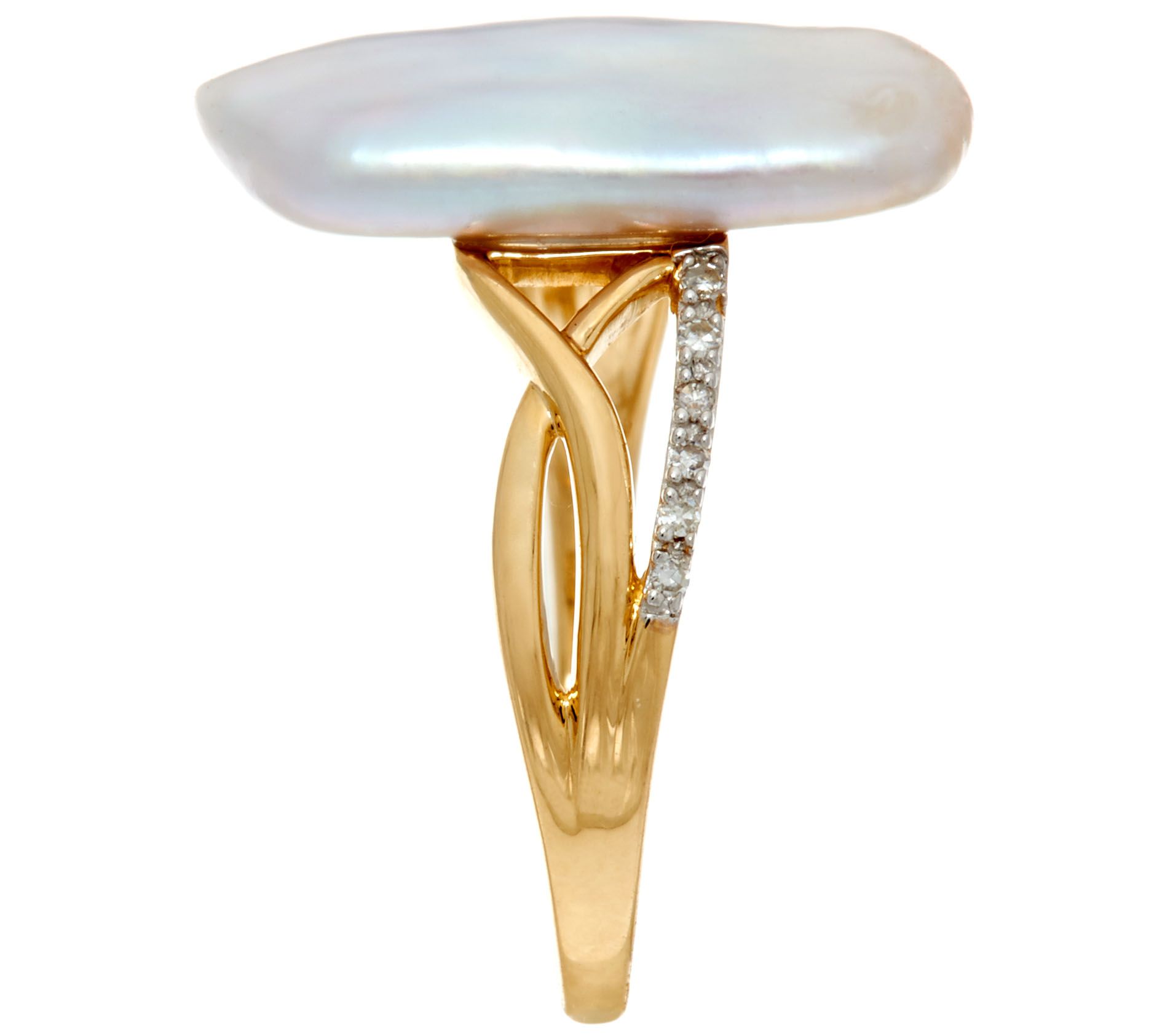 14K Gold Diamond Accent & American Pearl Ring - QVC.com