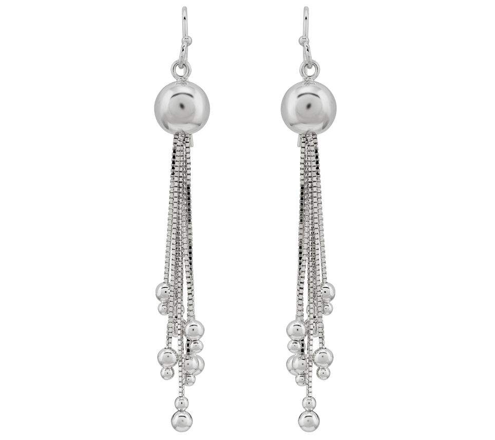Sterling Silver Ball & Chain Dangle Earrings by Silver Style - QVC.com