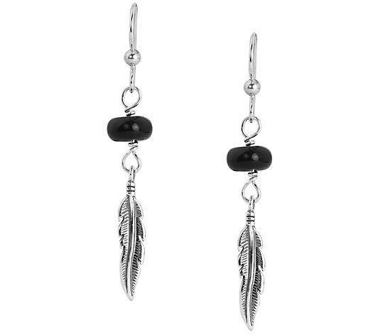 American West Sterling Feather Gemstone Earring s