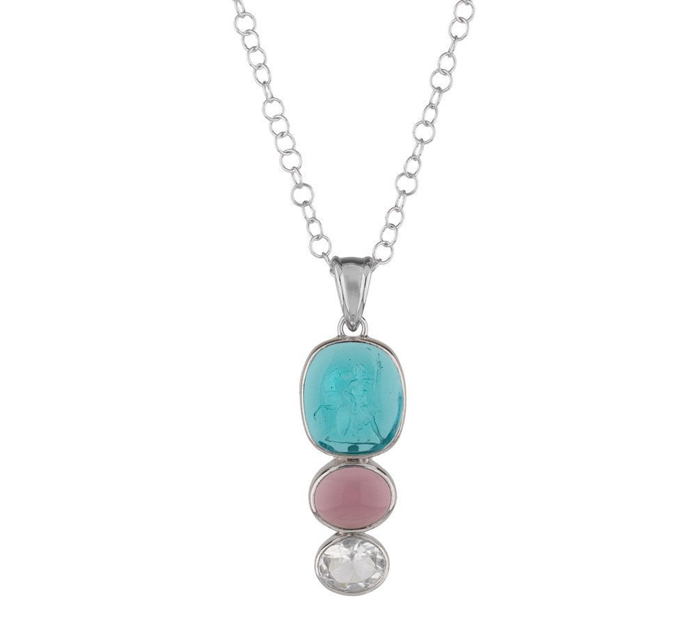 Tagliamonte Sterling Silver Gemstone Cameo Pendant w/ Chain