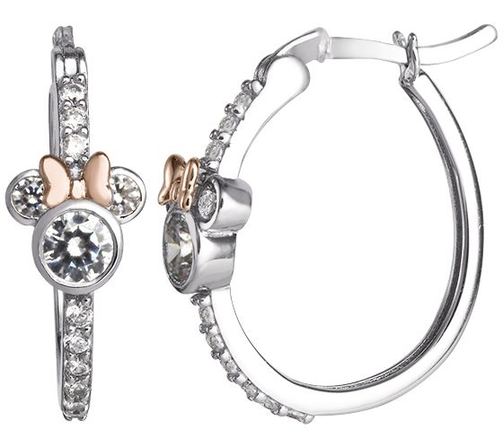 Diamonique Disney Minnie Mouse Hoop Earrings, S terling
