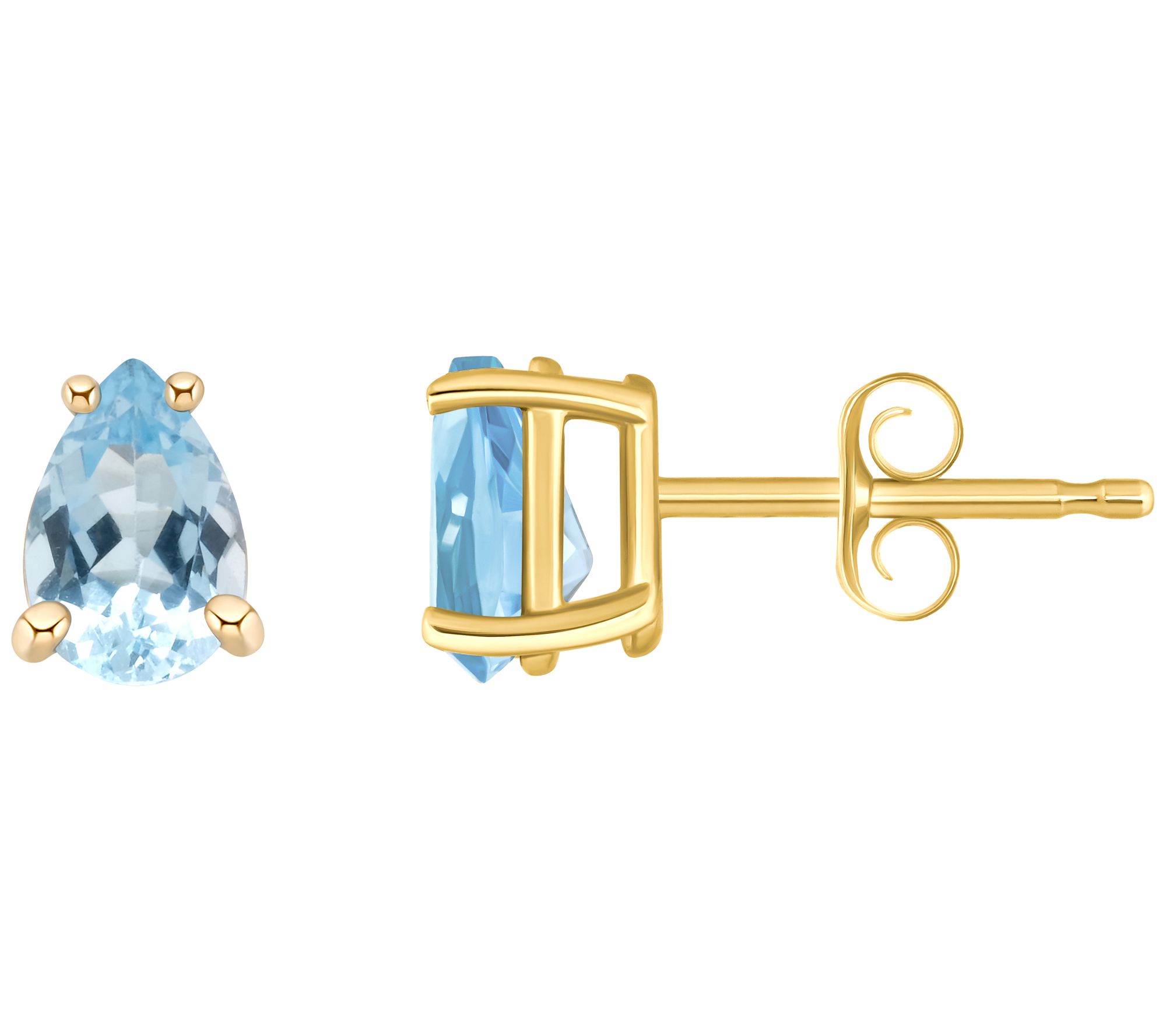 14K Gold Pear Cut 0.70 cttw Aquamarine Stud Ear rings