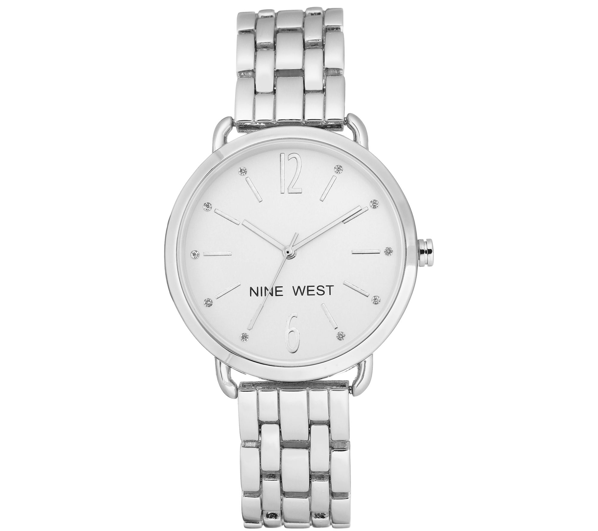Nine West Women's Silvertone Crystal Bracelet Watch