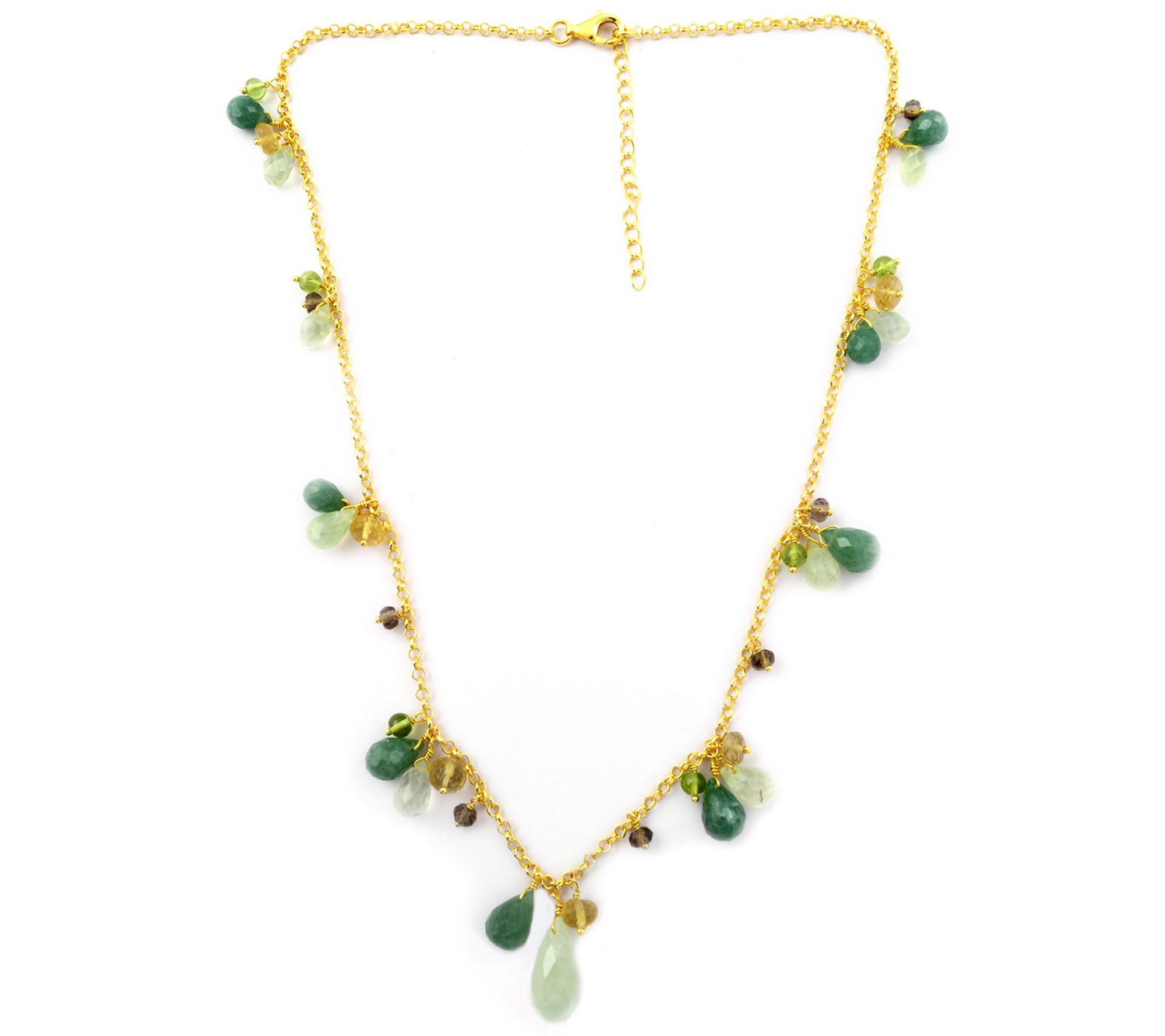 Sterling Shades of Green Gemstone Necklace