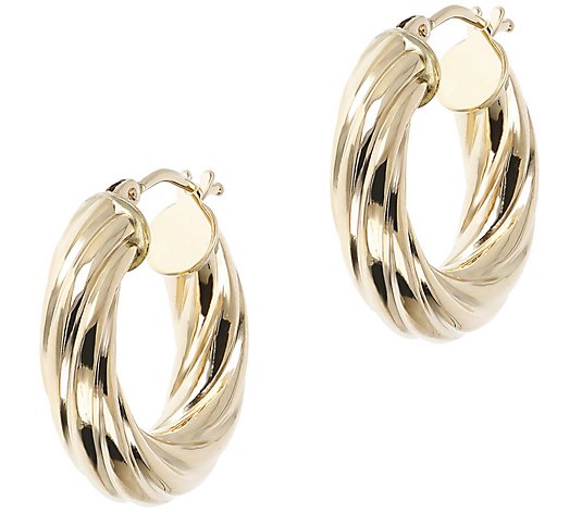 EternaGold 3/4" Twisted Round Hoop Earrings, 14K Gold