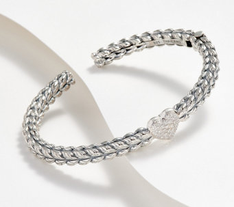 JAI Sterling Silver Diamond Symbols of Love Cuff - J402819