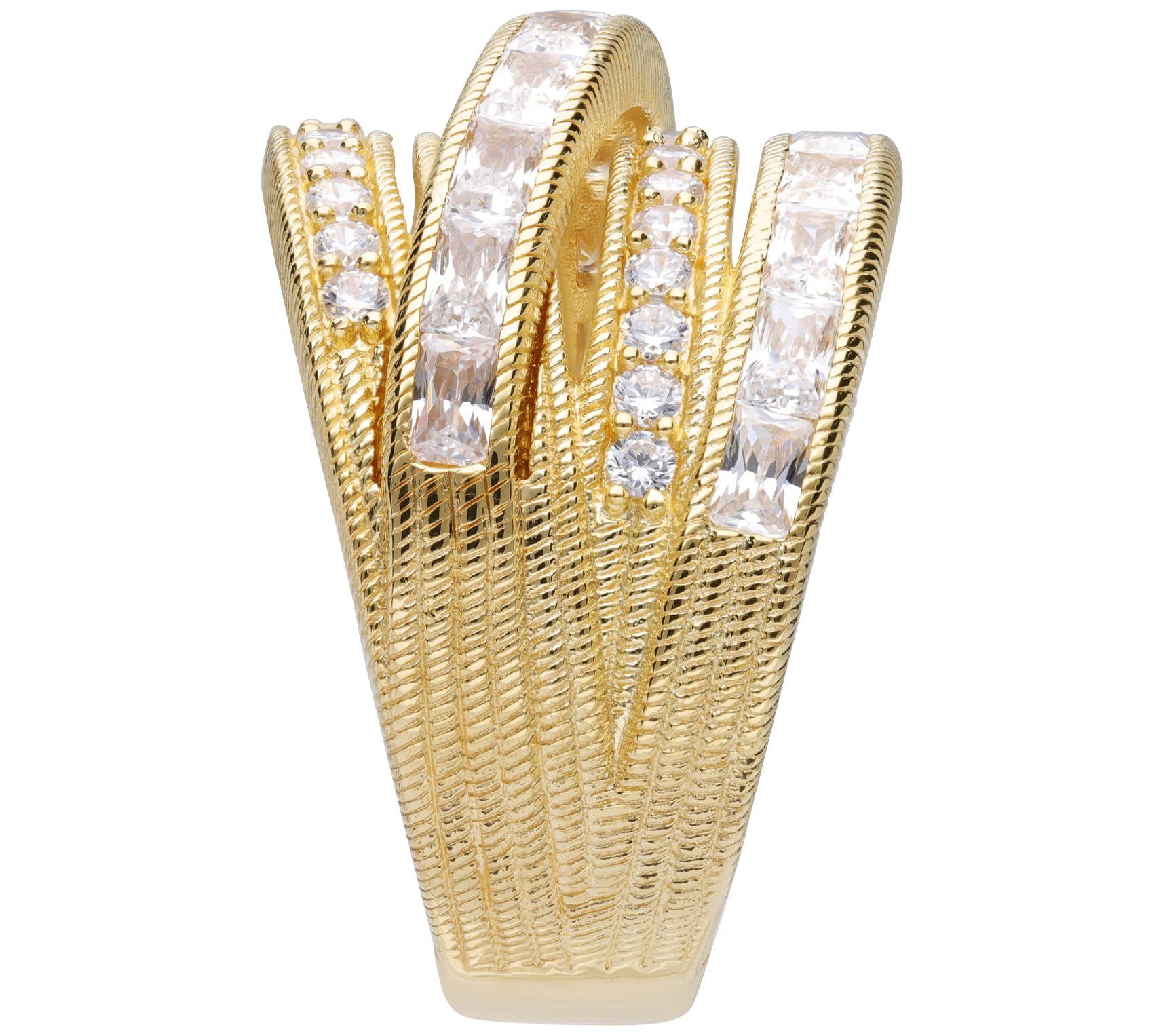 JUDITH Classic 14K Gold Clad Diamonique HighwayRing - QVC.com