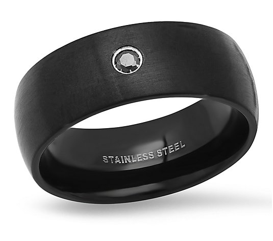 Steel by Design Men's Black Band Ring