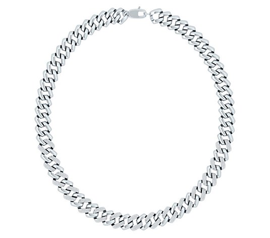 Men's 2.00 cttw Diamond Curb Link Chain Necklace, Sterling