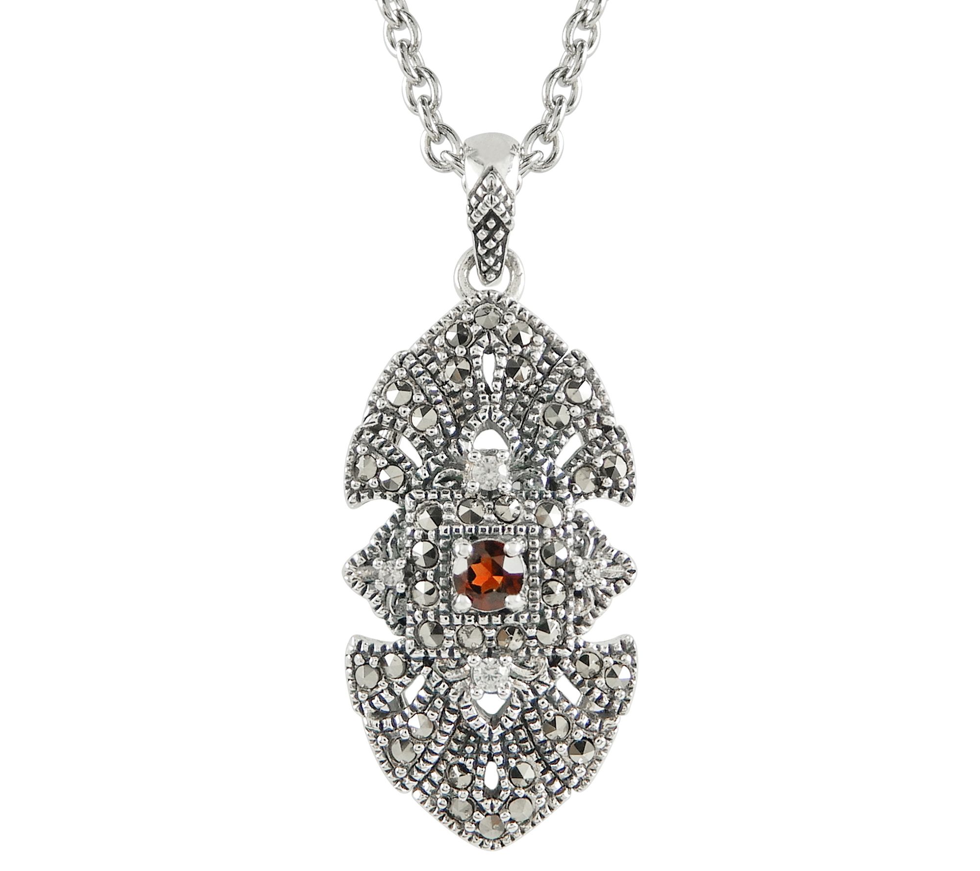 Suspicion Sterling Multi-Gemstone & Marcasite Pendant w/ Chain