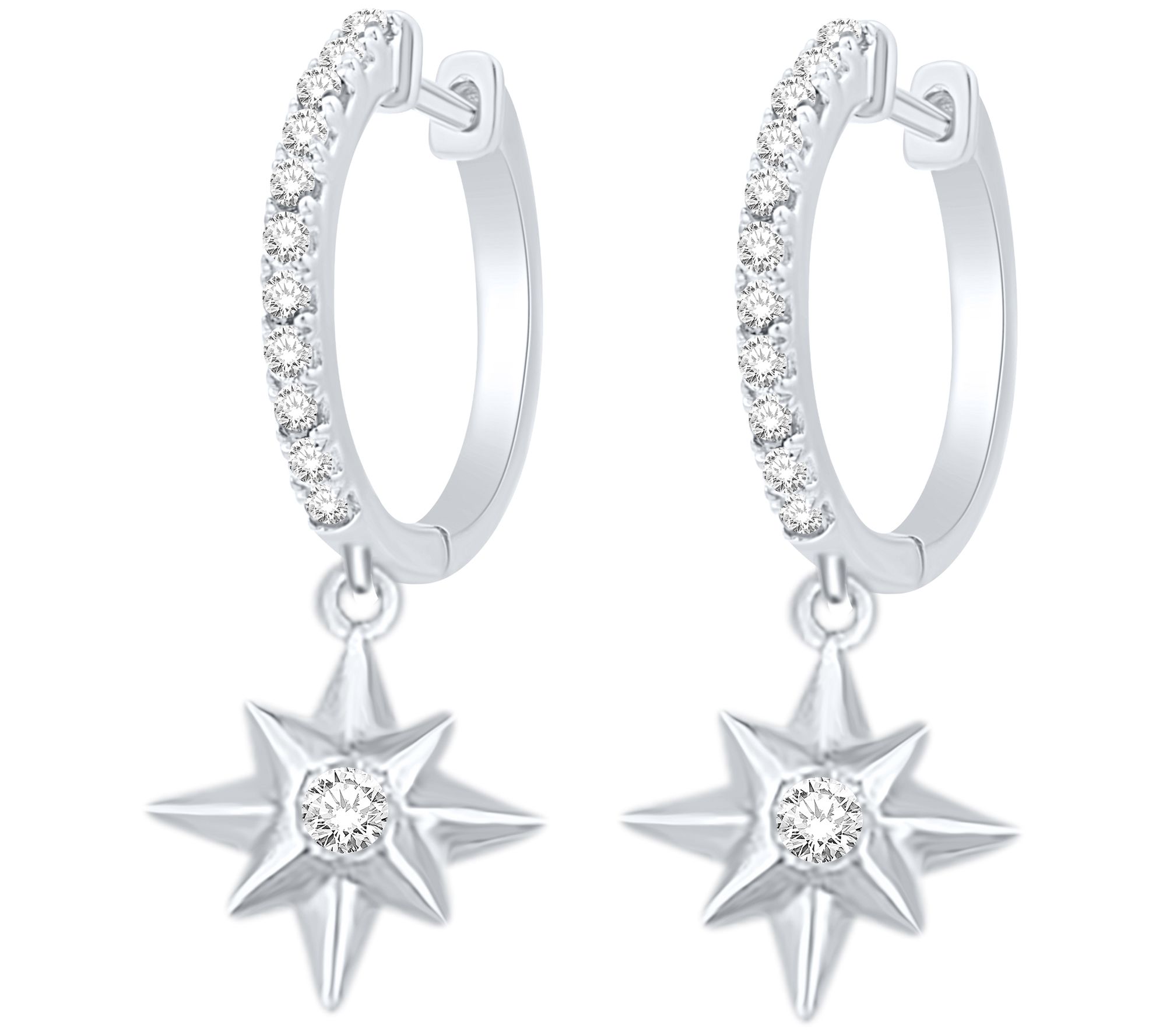 Affinity Diamonds North Star Hoop Earrings, Sterling Silver