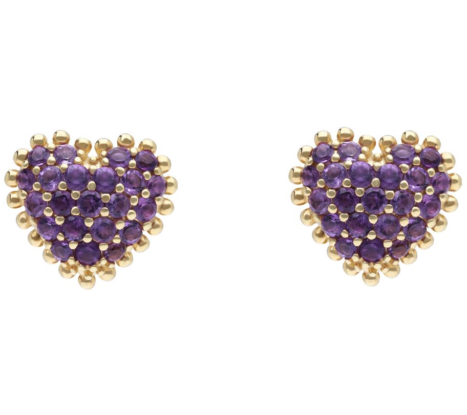 Elyse Ryan 14K Gold Clad Gemstone Heart Stud Earrings