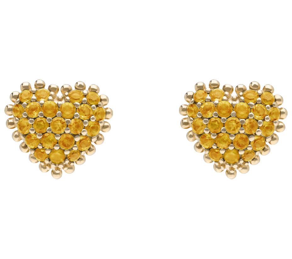 Elyse Ryan 14K Gold Clad Gemstone Heart Stud Earrings