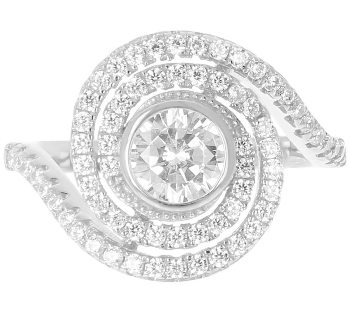 Diamonique 1.50 cttw Swirl Ring, Sterling Silver