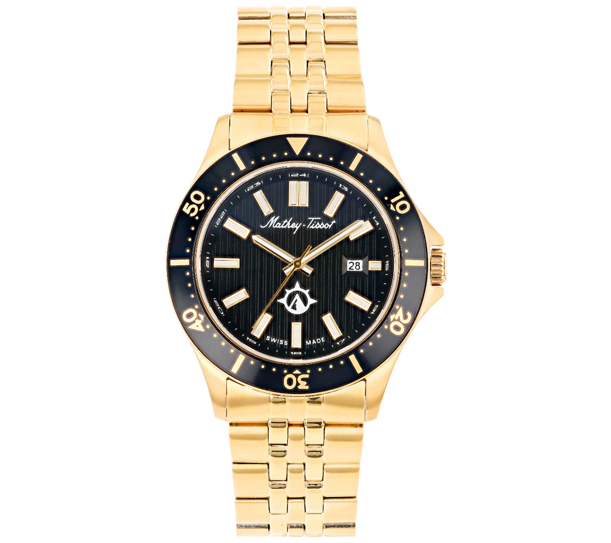 Mathey Tissot Men s Goldtone Expedition Black Dial Watch QVC