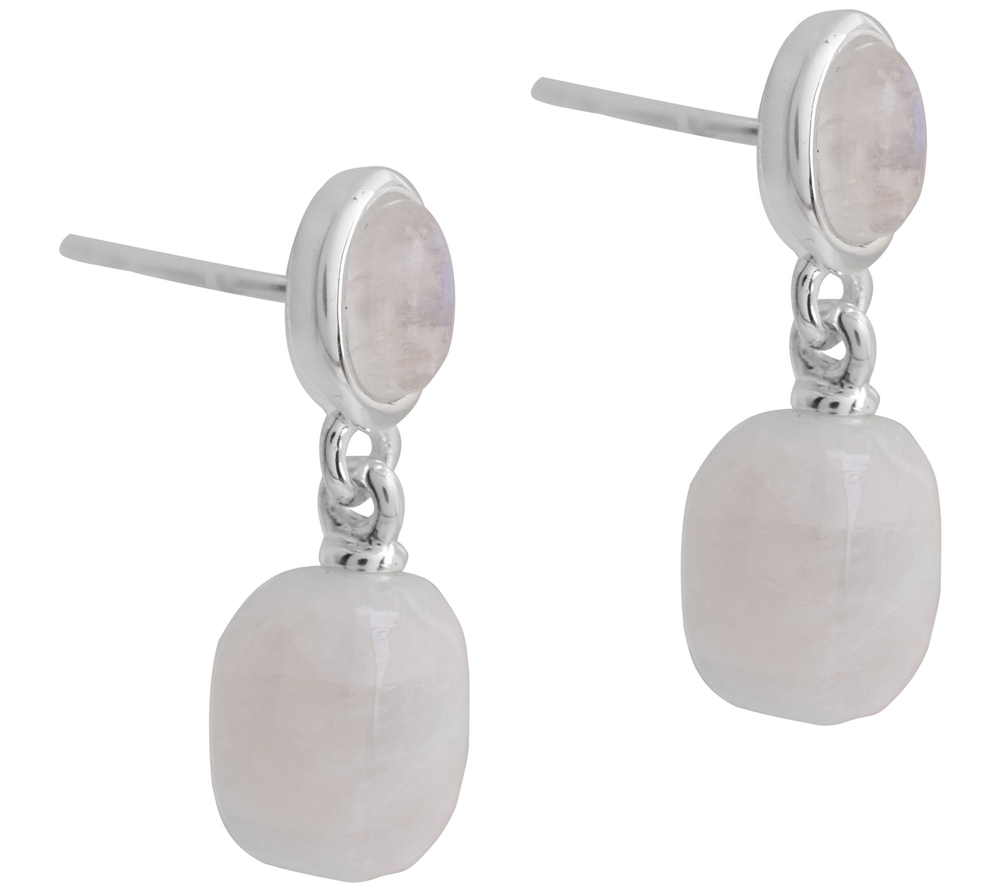 Affinity Gems Rainbow Moonstone Bead Drop Earrings, Sterling