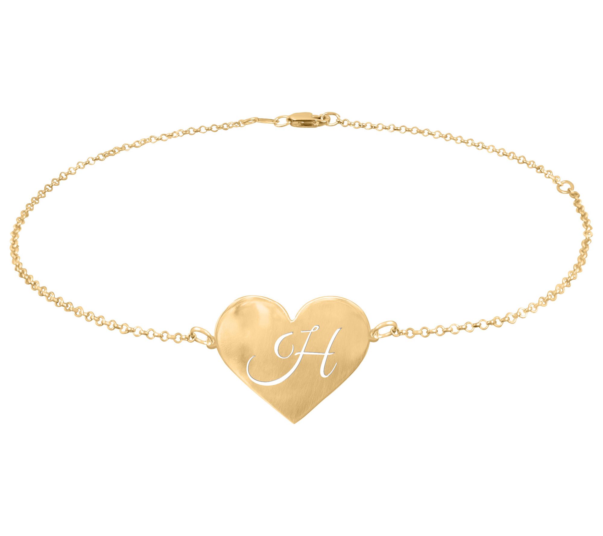 Personalized 14K Gold Plated Initial Heart Ankle Bracelet