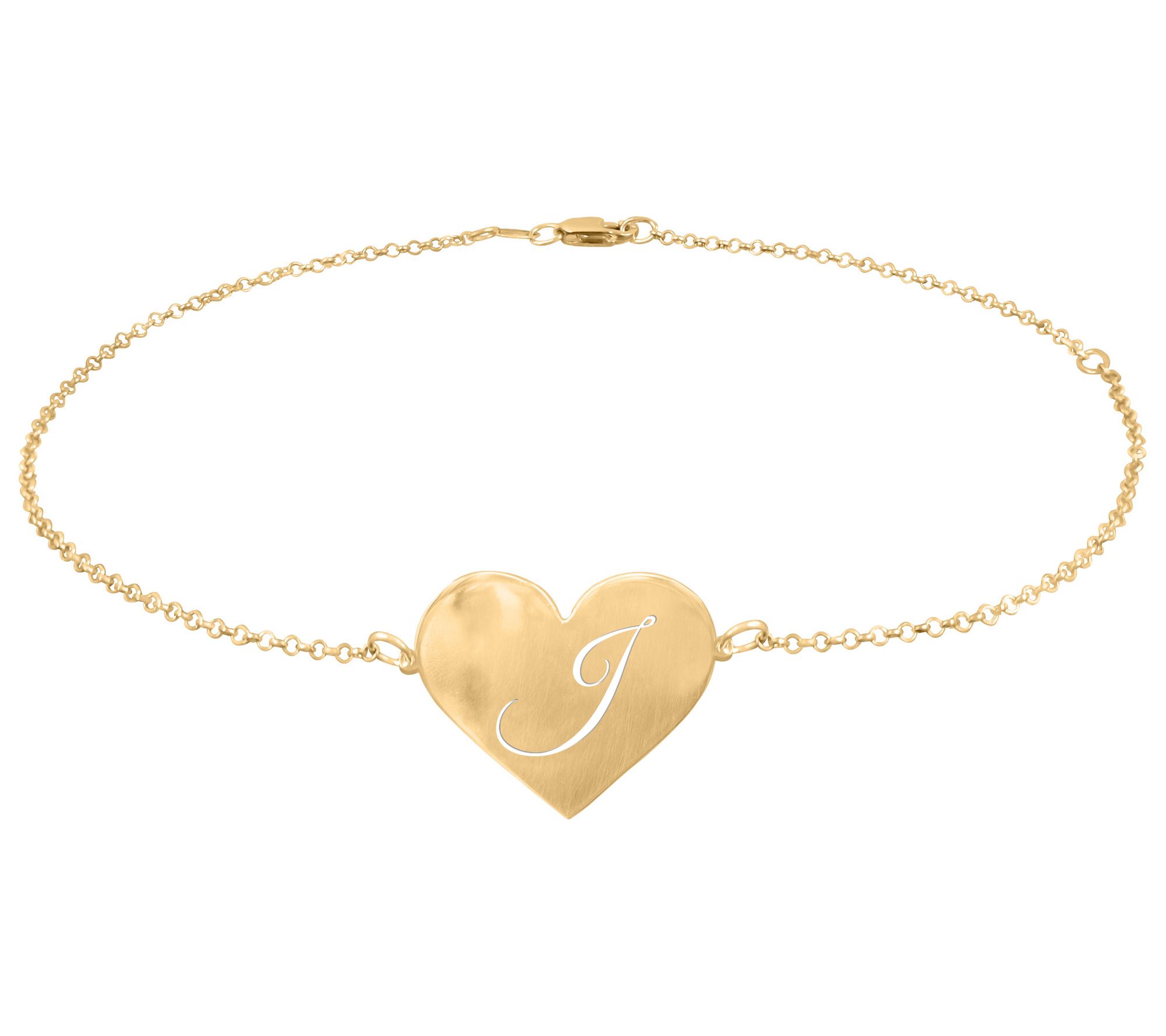 Personalized 14K Gold Plated Initial Heart Ankle Bracelet