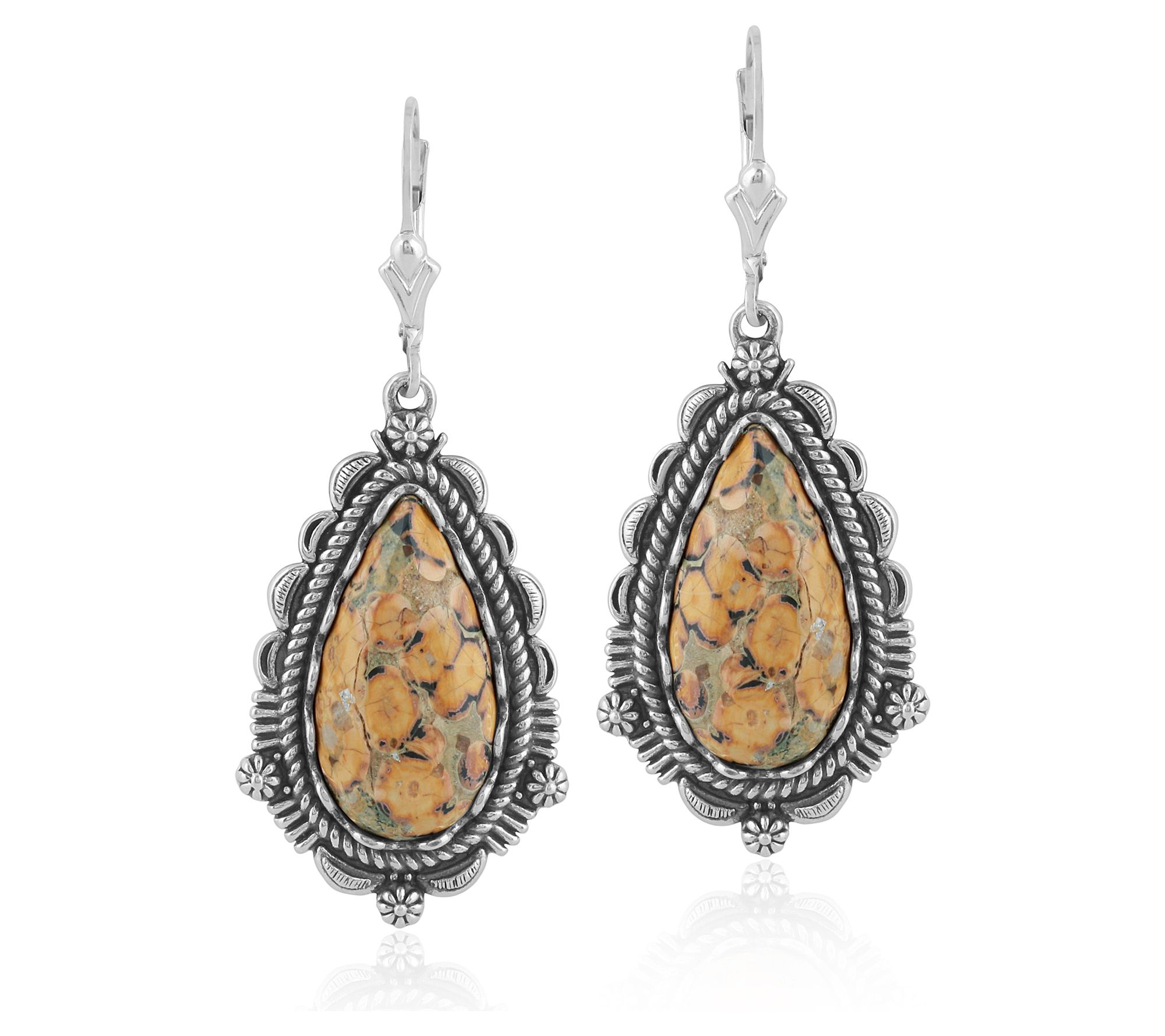 American West Sterling Silver Pear-Cut GemstoneEarrings