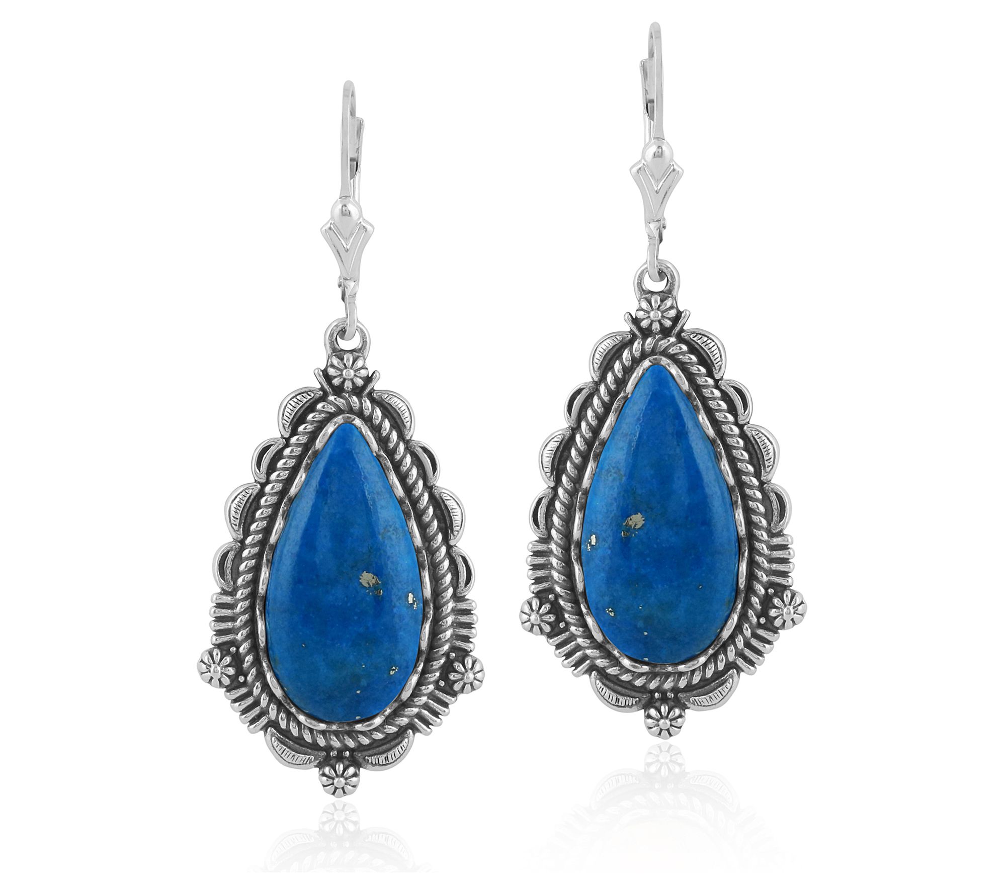 American West Sterling Silver Pear-Cut GemstoneEarrings