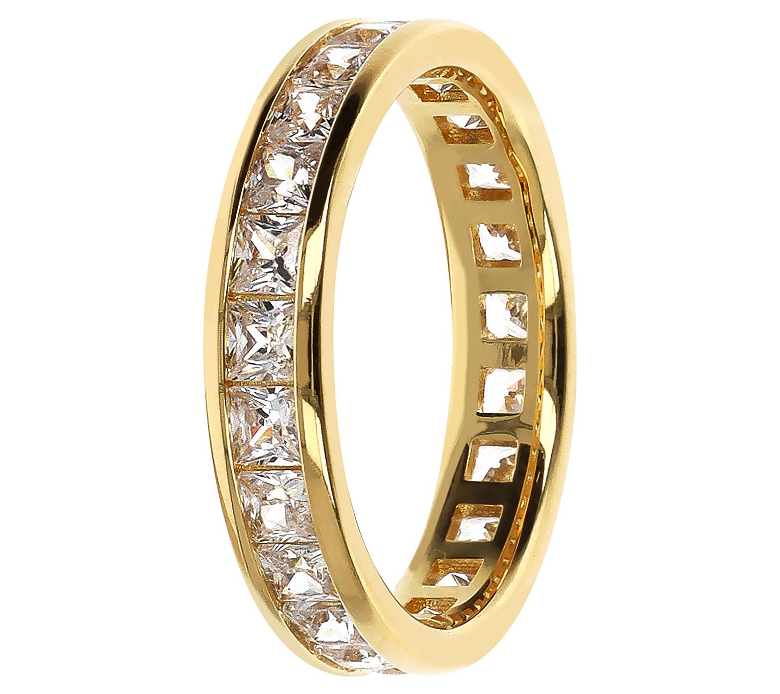 Diamonique x Bronzo Italia Eternity Band Ring,18K Gold Plated