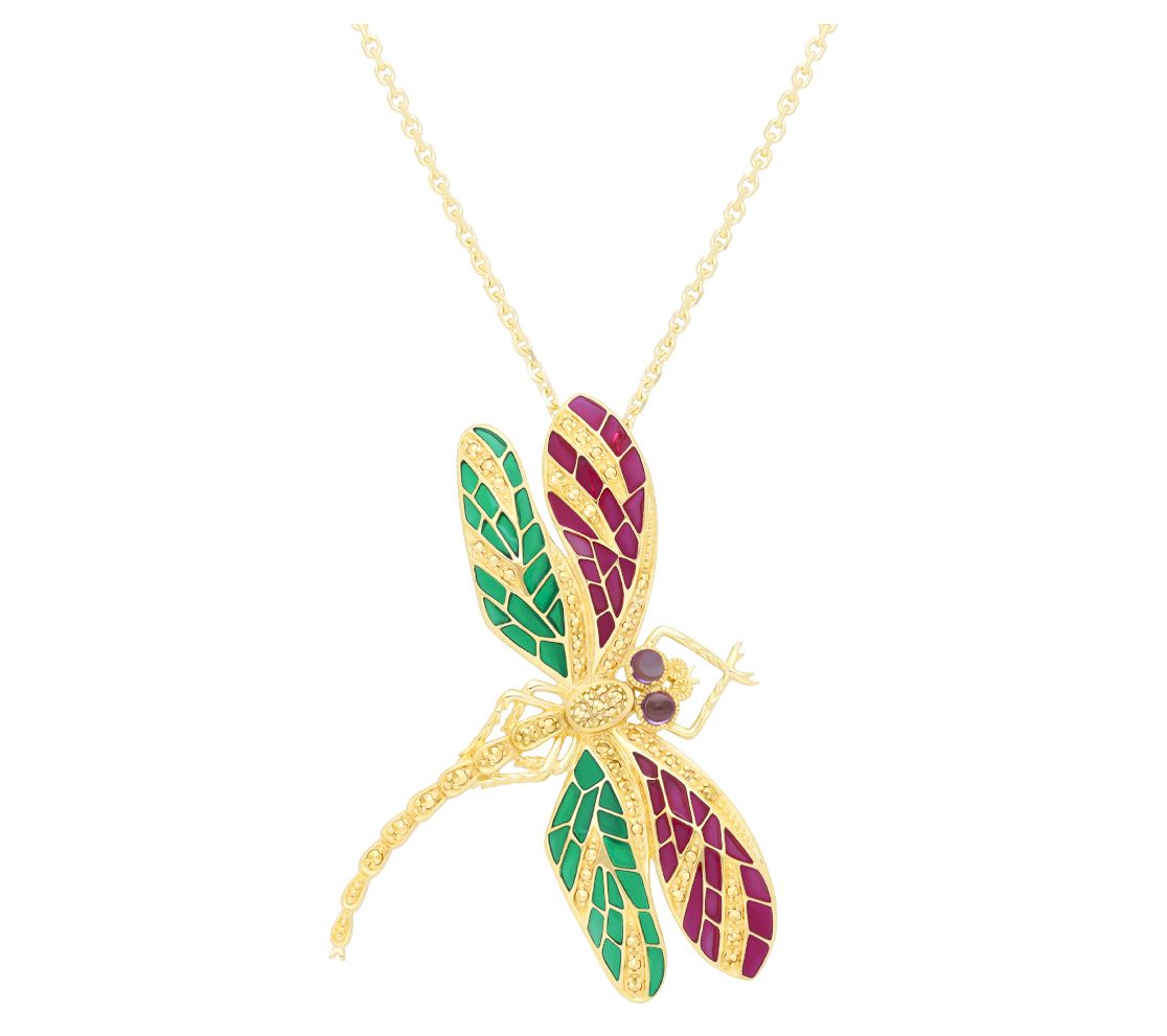 Dallas Prince 14K Clad Garden Gemstone Dragonfly Necklace
