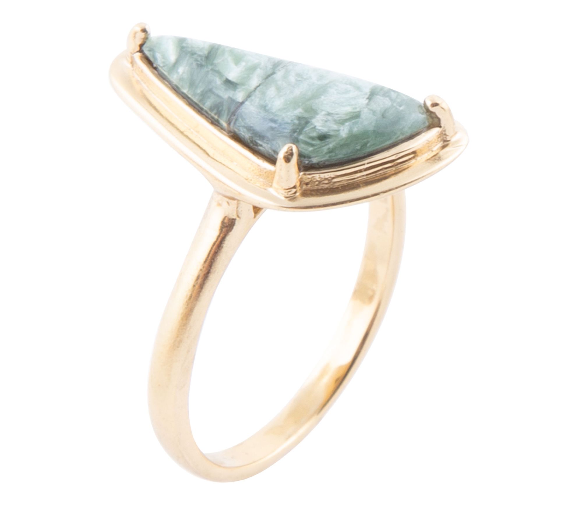 Barse Artisan Crafted Bronze Alpine Green Seraphinite Ring