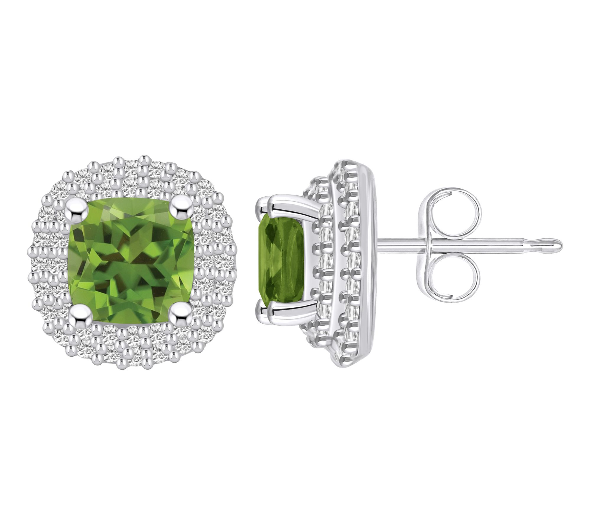 Affinity Gems Cushion Gemstone & Diamond Halo E arrings, 14K