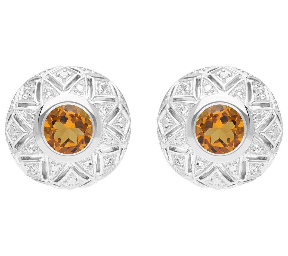 Elyse Ryan Sterling Citrine & White Topaz Cecile Earrings
