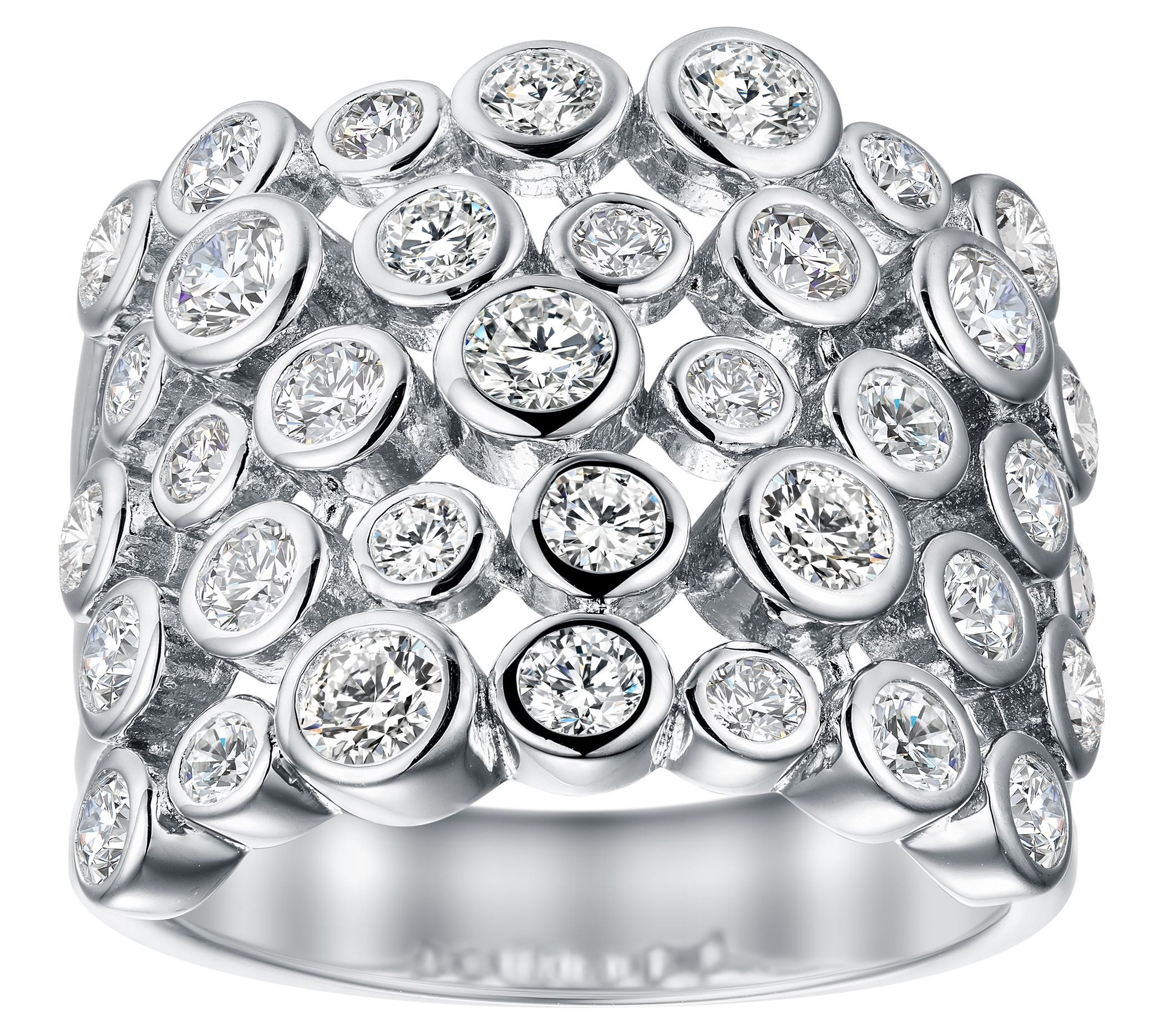 Diamonique x Jennifer Miller 5-Row Round Ring,Sterling