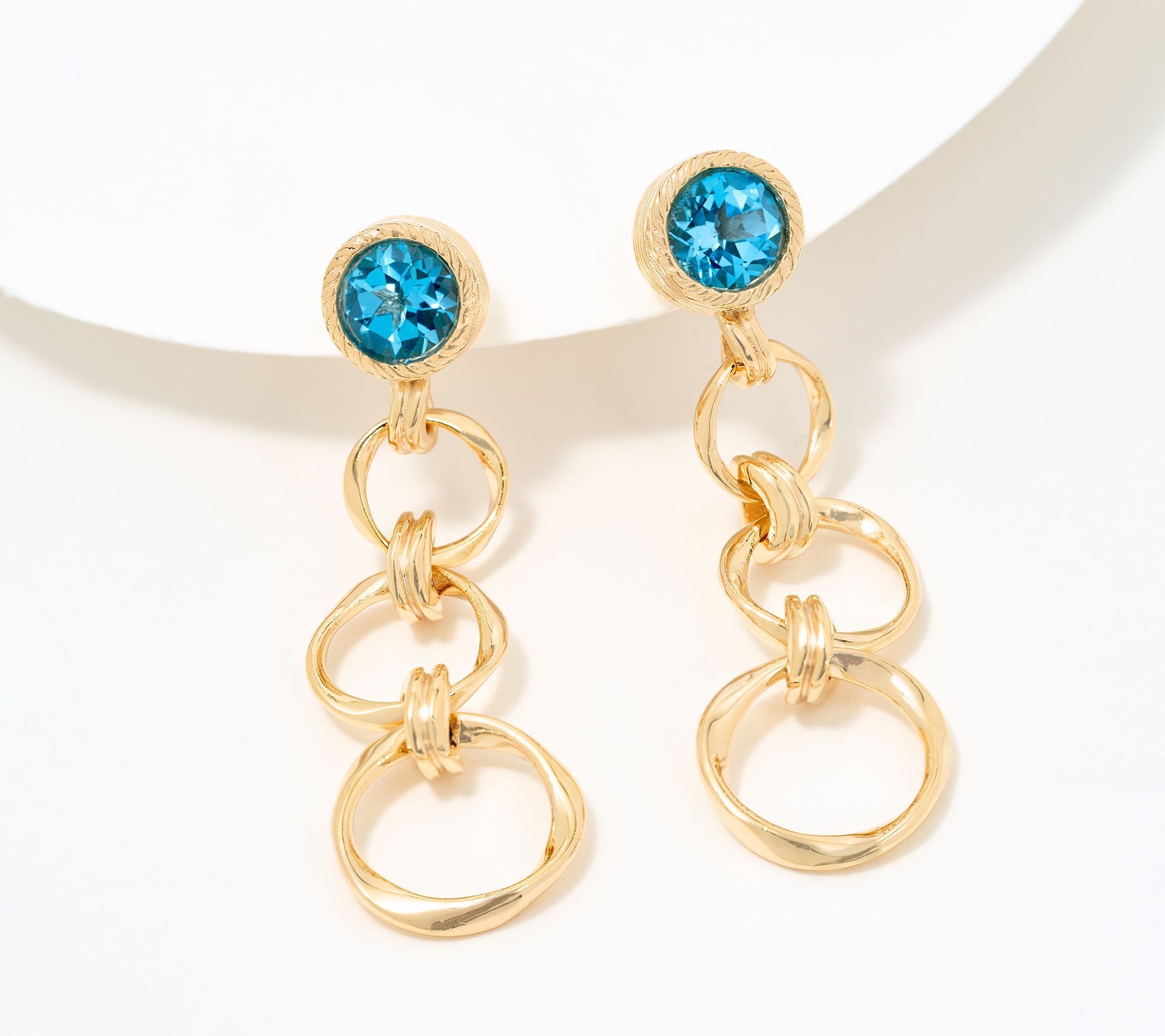 Christian James by Scott Grimes 14K Gold Clad Gemstone Ripple Circle Earrings