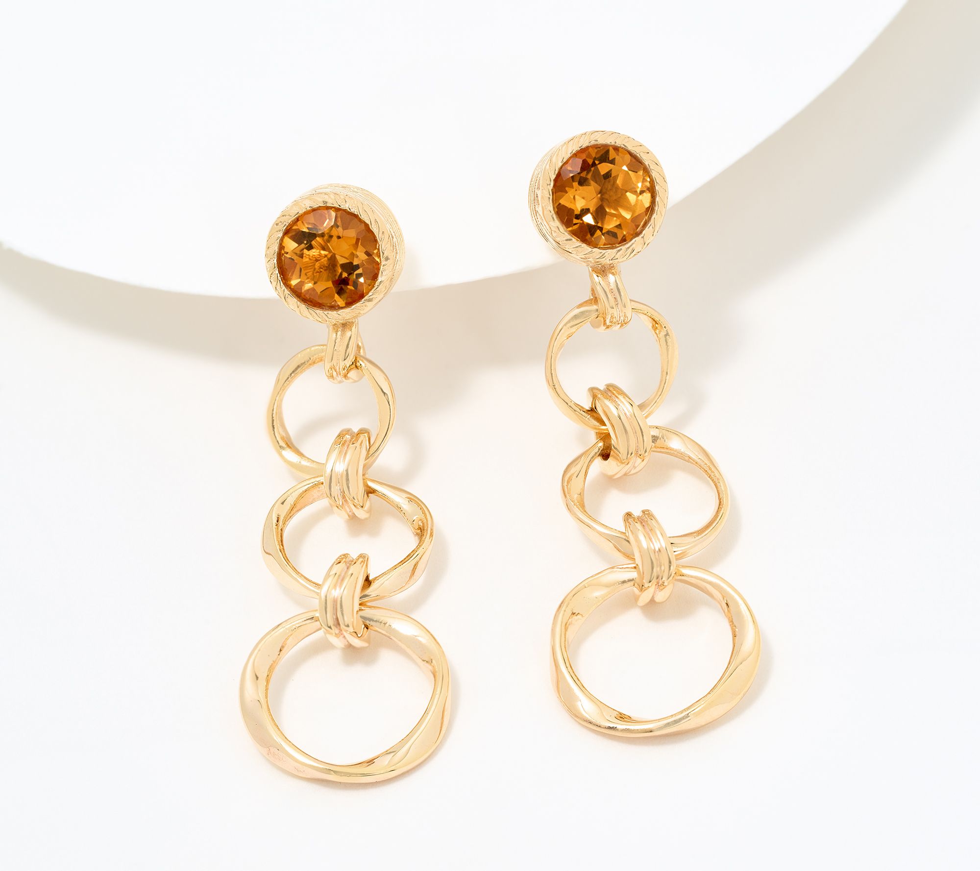 Christian James by Scott Grimes 14K Gold Clad Gemstone Ripple Circle Earrings