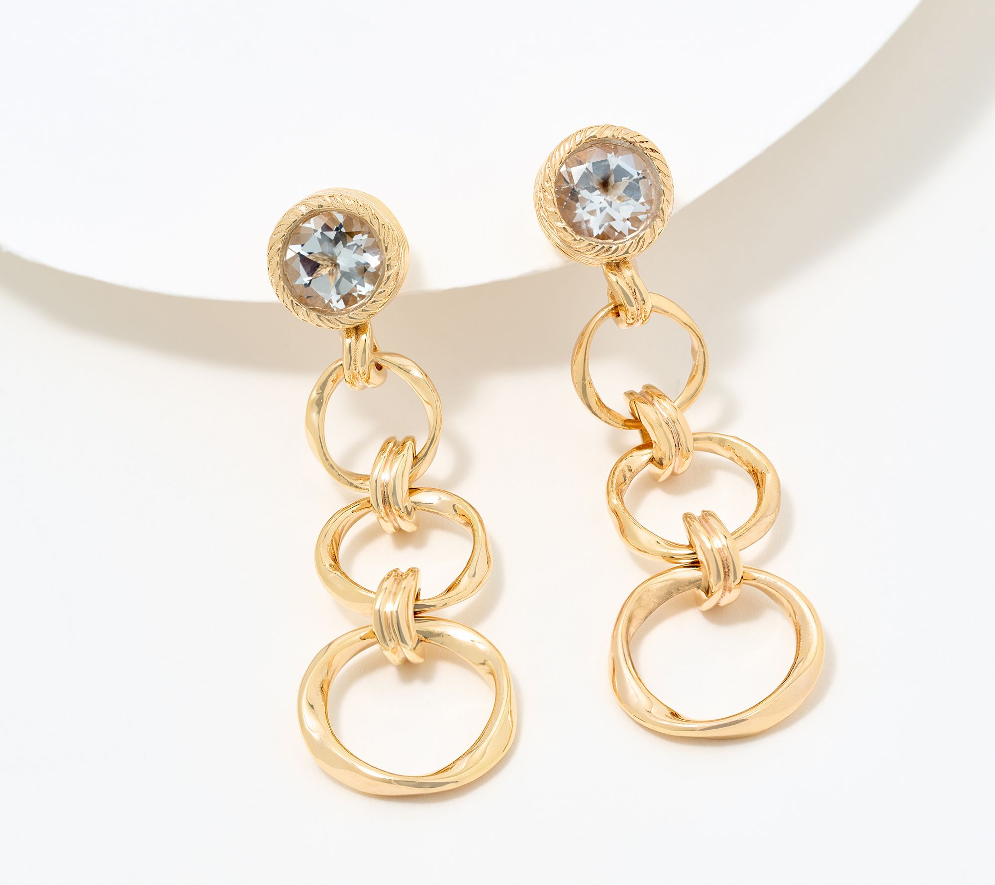 Christian James by Scott Grimes 14K Gold Clad Gemstone Ripple Circle Earrings