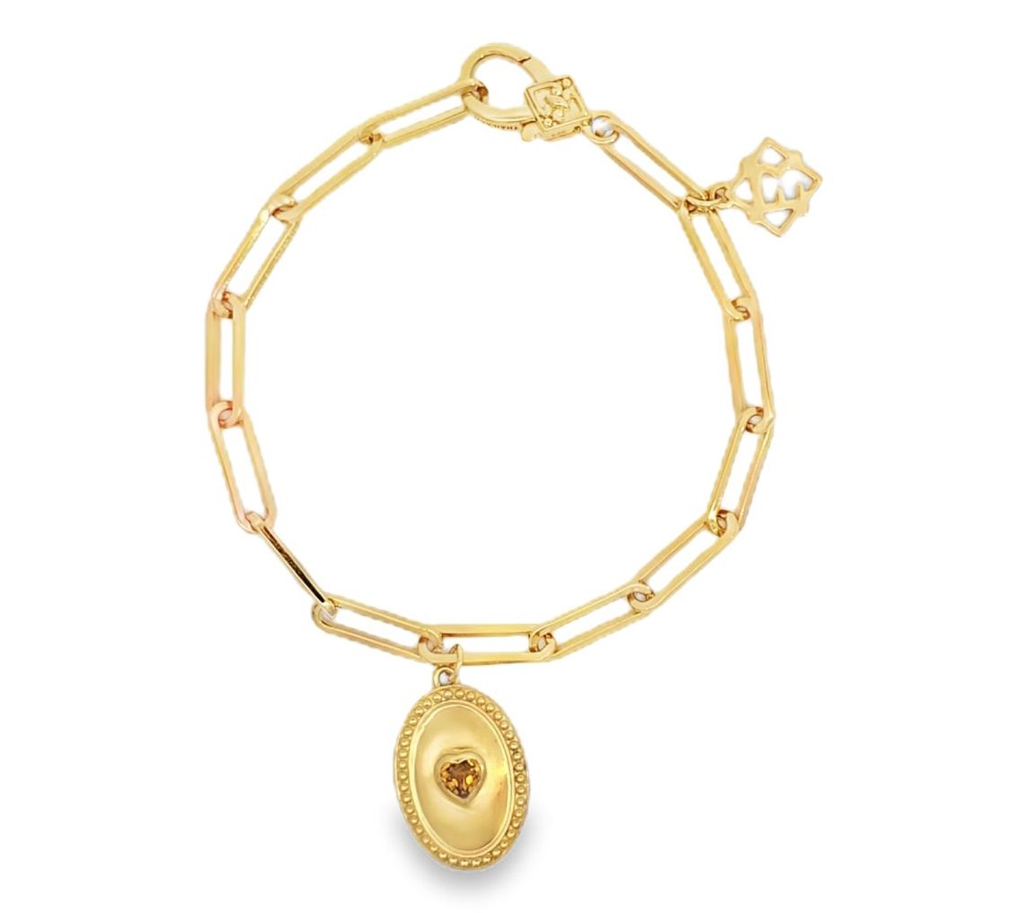 Elyse Ryan 14K Gold Clad Leni Gemstone Heart Bracelet