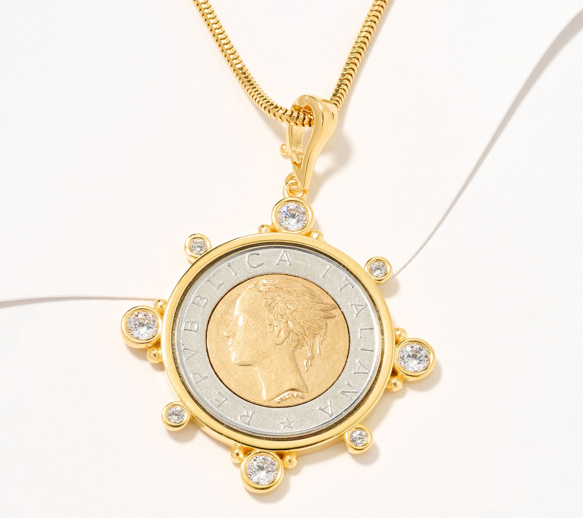 "As Is" Diamonique Italia Coin Enhancer with Snake Chain