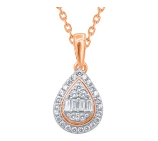 Accents by Affinity Diamond Pendant w/ Chain, 14K Rose Gold