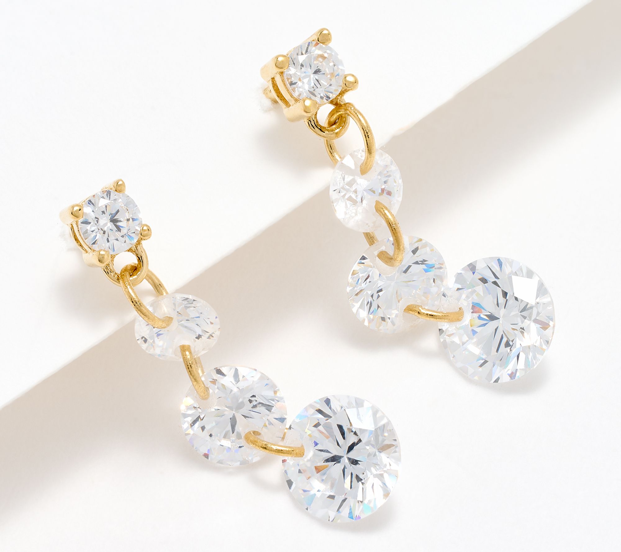 Diamonique x Jennifer Miller 4-Stone Floating Linear Earrings, Sterl