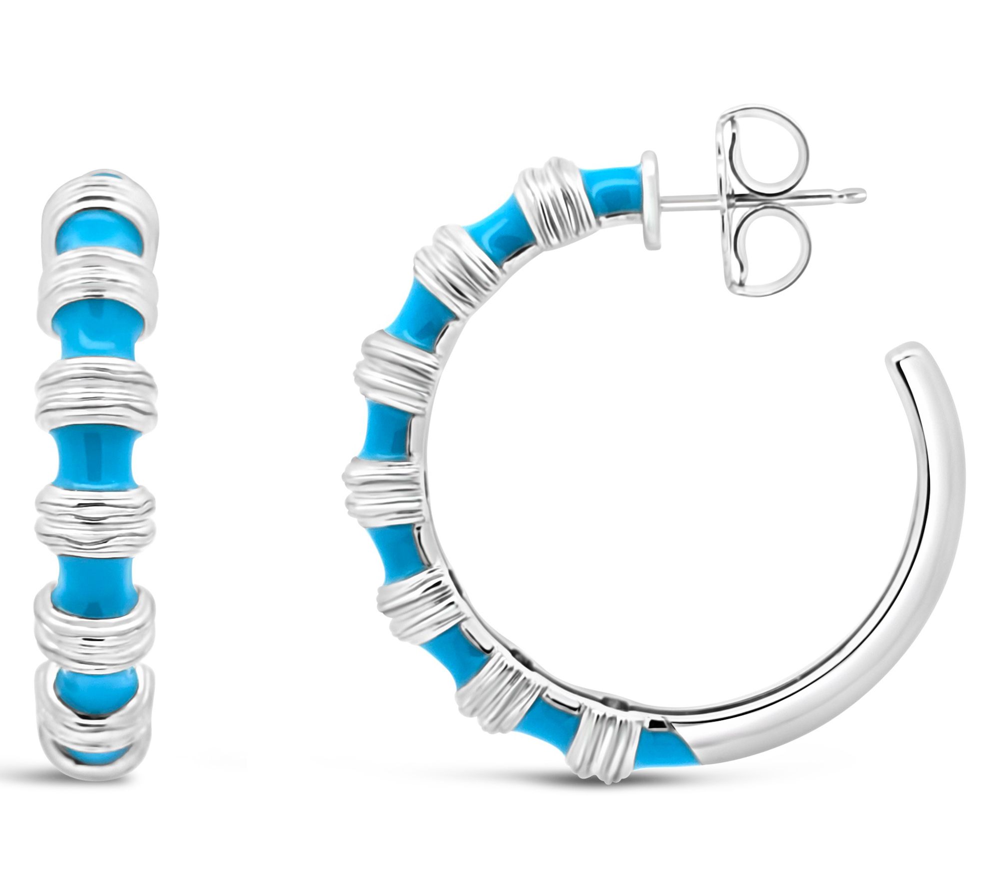 Ariva Sterling Silver Hampton Enamel Hoop Earrings