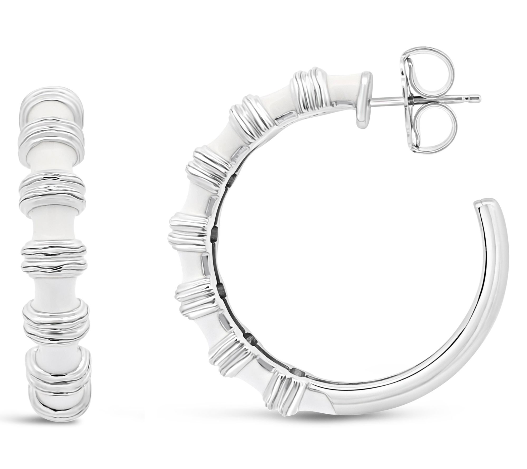 Ariva Sterling Silver Hampton Enamel Hoop Earrings