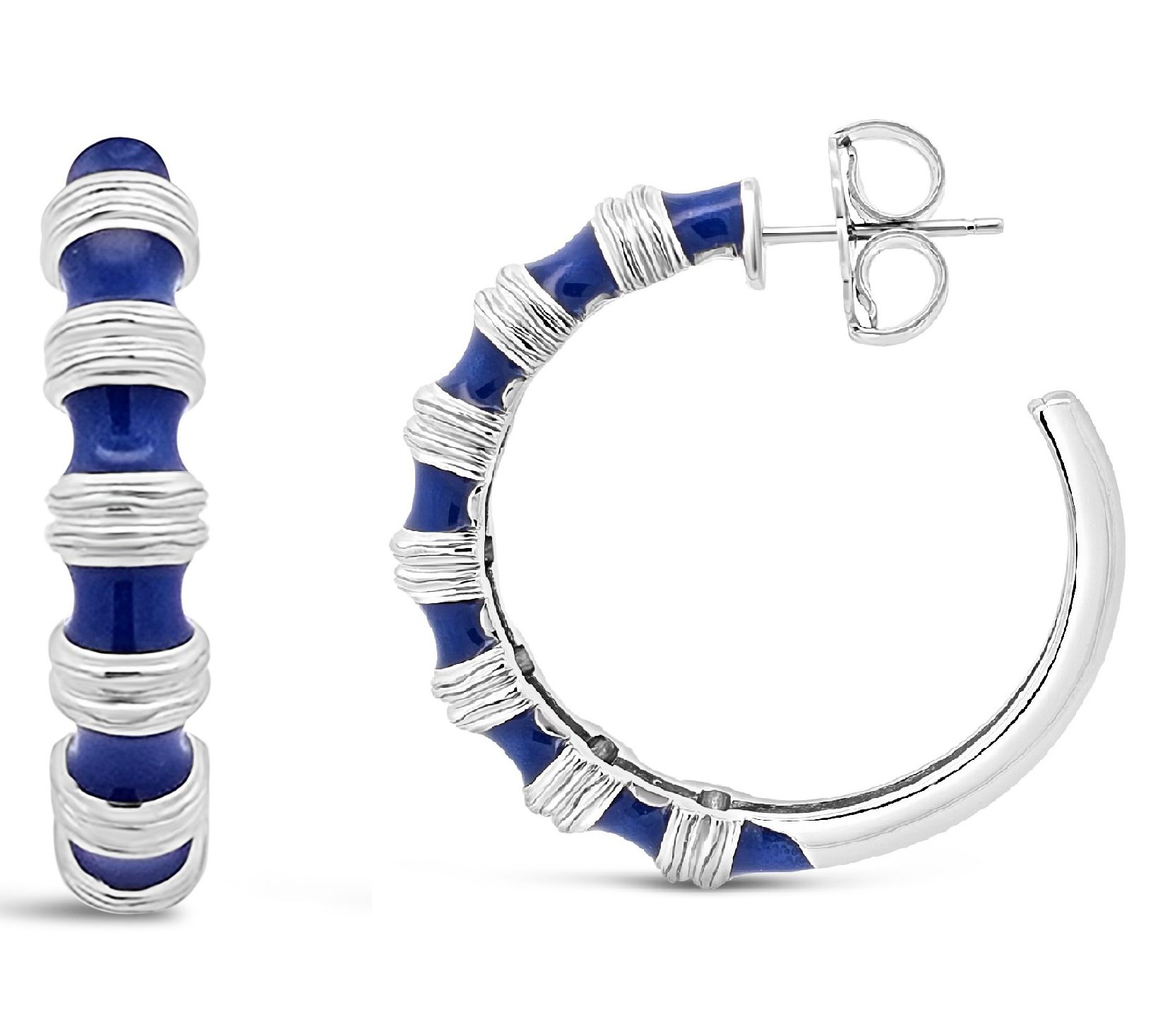 Ariva Sterling Silver Hampton Enamel Hoop Earrings