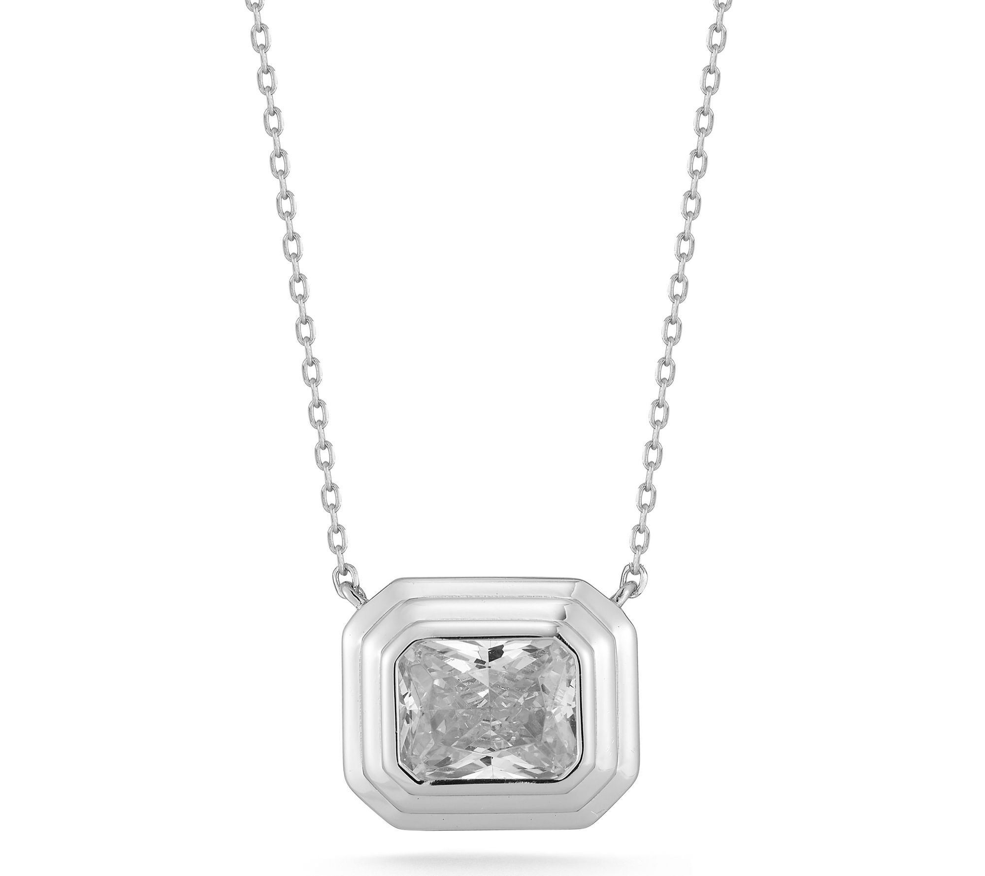 Rachel Zoe Vintage Emerald Cut Pendant w/ Chain, Sterling